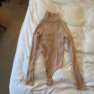 Free People Beige/blush Pink Long Sleeve Bodysuit. BNWOT
